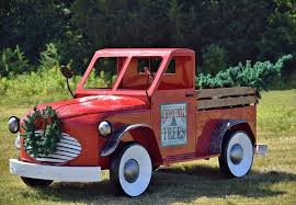 Large Antique Christmas Truck With Tree Christmas Truck Christmas Red Truck Red Christmas