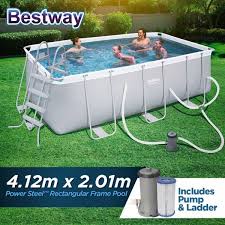Bestway Steel Pro Rectangle 4 1m X 2m Above Ground Pool With Filter Kit Above Ground Swimming Pools Rectangle Swimming Pools Swimming Pool Construction