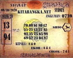 Syair Togel Sydney 09 October 2020 Tokosyair Com December Buku Januari