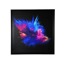 Uma explosão provoca ondas de pressão ao redor do local onde ocorre. Quadro Decorativo Com Vidro E Moldura De Madeira Explosao De Cores I Premium Azul E Rosa 79x79cm Leroy Merlin