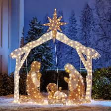 Crystal Splendor Outdoor Nativity Scene White Outdoor Christmas Decorations Yard Outdoor Christmas Outdoor Christmas Decorations