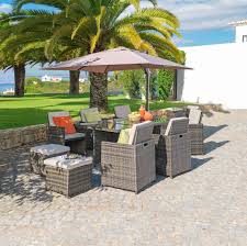 Rattan Lounge Garnitur Fur Den Garten Oder Die Terrasse Mit Sonnenschirm Outdoor Dekorationen Gartenmobel Garten