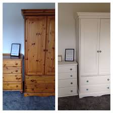 Pine Wardrobe And Drawers Upcycled Using 2 Coats Of Wood Primer 2 Coats Of Dulux Emulsion In Pine Bedroom Furniture Painting Pine Furniture Furniture Makeover