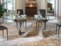 Stylish Glass Top Oval Wave Dining Table By Italian Designer Tonin Casa Tavoli Da Pranzo Tavoli Da Pranzo Ovali Tavolo Wave