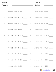 Integers Worksheets Dynamically Created Integers Worksheets Integers Worksheet Math Practice Worksheets 6th Grade Worksheets