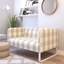 Ikea Knopparp Slip Cover Buffalo Check Plaid Beige Cheap Furniture Stores Ikea Sofa Covers Slipcovers