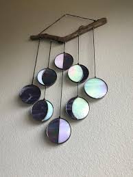 Purple Iridescent Moon Phase Hanging Celestial Art Moon Phase Wall Decor Stained Glass Moon Phase Phases Of The Moon Lunar Cy Affordable Home Decor Decor Wall Decor