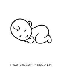 Sleeping Baby Silhouette Stylized Line Logo Cute Simple Vector Illustration Baby Drawing Baby Sketch Baby Silhouette