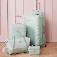 Luxe Hard Sided Mint Carry On Spinner Travel Bag Set Cute Luggage Hard Sided Luggage