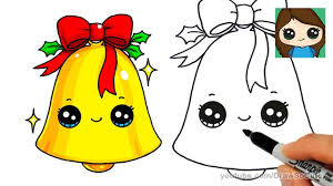 How To Draw A Christmas Bell Easy And Cute Cute Easy Drawings Easy Christmas Drawings Easy Drawings