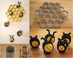 Diy Cute Beehive Made Out Of Paper Rolls And Kinder Surprise Bee Hive Craft Bee Crafts Bee Decor
