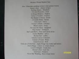 A table decorated for a pirate mystery may have a stack of old books topped with a skull, a small bottle labeled poison and an hourglass sand timer. Planning And Hosting A Mystery Dinner With Menu Mystery Dinner Birthday Dinner Menu Mystery Dinner Party