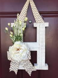Front Door Wreath Whitewashed Letter Monogram Letter Etsy Spring Door Decoration Door Decorations Letter Door Wreaths