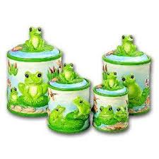 Amazon Com Frog 4 Piece Canister Set Kitchen Dining Frog Decor Frog Pictures Cute Frogs