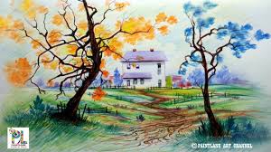 How To Draw Scenery With Color Pencils For Beginners Step By Step Colorful Landscape Landscape Drawings Colorful Drawings