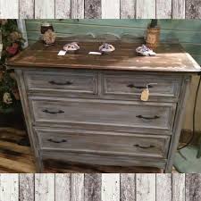 4 Drawer Dresser Distressed Grey With Dark Walnut Stained Top 149 99 Distressed Bedroom Furniture Distressed Dresser Painting Wood Furniture
