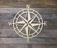 Wooden Nautical Compass Wall Decor Nautical Wall Art Beach Compass Wall Decor Lighthouse Decor Rustic Wall Sign