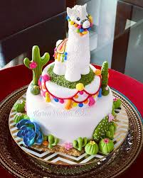 Llama Theme Cake By Karen Padilla C Themed Cakes Savoury Cake Cake Decorating