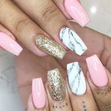 You can make use of various designs on such nails with black base shade such as use of rhinestones, glitters and. Tapered Square Nails Pink Nails Gold Glitter Nails Marble Nails Acrylic Nail Pink Acrylic Nails Gold Glitter Nails Gold Nails