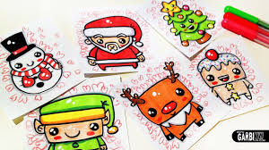 How To Draw Cute Christmas Easy And Kawaii Drawings By Garbi Kw Kawaii Drawings Cute Drawings Christmas Drawing