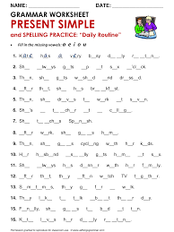 English Grammar Present Simple And Spelling Practice Daily Routine Http Www Allthingsgrammar Com Present English Grammar Spelling Practice Learn English