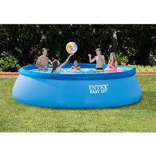 Intex Easy Set 15 Ft Round X 48 In Deep Inflatable Pool 28167eh K The Home Depot Easy Set Pools Inflatable Pool Intex