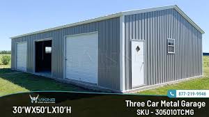 30 X 50 X 10 Three Car Metal Garage Metal Garages Garage Metal Buildings