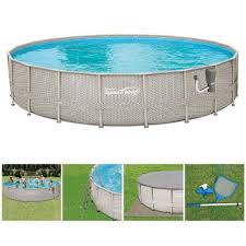 Summer Waves 20 X 48 Elite Frame Wicker Print Above Ground Swimming Pool Blue Set Above Ground Swimming Pools Summer Waves Pool