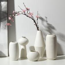 White Bisque Minimalist Ceramic Vase Minimal Home Decor Modern Decorative Pottery Flower Vase Design White Vases Flower Vases