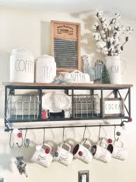 Rustic Farmhouse Rae Dunn Coffee Bar With Hobby Lobby Shelf Kitchen Decor Hobby Lobby Farmhouse Bathroom Decor Farmhouse Kitchen Decor