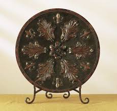 Amazon Com Tuscan Metal Charger Plate Medallion Plaque Stand With Fleur De Lis Accents Kitchen Dining Charger Plates Decor Plate Decor Charger Plates