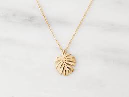 Tropical Leaf Necklace Monstera Necklace Monstera Leaf Necklace Gold Layering Necklace Bridesm Gold Leaf Necklace Leaf Necklace Silver Diamond Necklace
