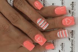 This peach and green ensemble is. 14 Pretty And Feminine Peach Nails