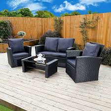 New Algarve Rattan Wicker Weave Garden Furniture Patio Conservatory Sofa Set Garden Sofa Set Black Rattan Garden Furniture Garden Sofa