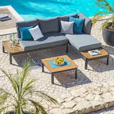 Moderne Gartenlounge Aus Metall Mit Holzelementen Lounge Garnitur Lounge Mobel Gartenmobel
