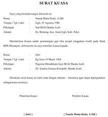 Contoh Surat Kuasa Pemotongan Gaji Guna Pemabayaran Kredit Pinjaman Koperasi