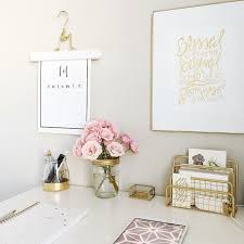 Pink White And Gold Office Work Space Decor Cubicle Decor Home Office Decor