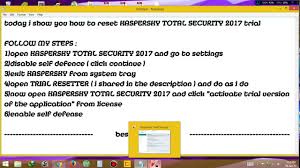 How To Reset Kaspersky Total Security 2017 Trial Youtube