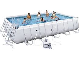 Bestway Piscine Hors Sol Rectangulaire Power Steel 671 X 366 Cm Hauteur 132 Cm Pompe De Filtration A Sable Et Echelle De Securite Piscine Giardino