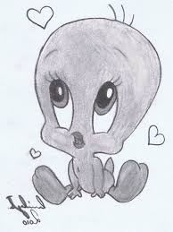 Tweety Black White Pencil Sketch Cute Simple Drawings Hearts White Background Art Drawings Sketches Simple Funny Cartoon Drawings Disney Art Drawings