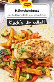 Hahnchenbrust Aus Dem Ofen Mit Susskartoffeln Rezept Susskartoffel Rezept Ofen Low Carb Abendessen Rezepte Lebensmittel Essen