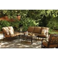 Thomasville Messina 4 Piece Patio Sectional Seating Set With Cocoa Cushions Home Depot Patio Sectional Patio Seating Sets Outdoor Renovation