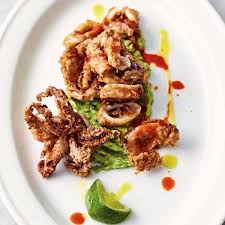 Jamie Oliver S Crispy Squid And Smashed Avocado Recipe Recipes Squid Recipes Jamie Oliver Recipes