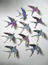 Set Of 10 3d Handcrafted Flying Birds Wall Art By Joycesloanim 16 00 Paper Birds Flying Birds Wall Art Bird Wall Art