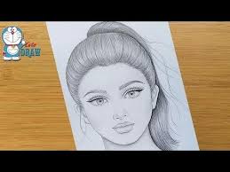 How To Draw A Pretty Girl With Ponytail Hairstyle Pencil Drawing Art Video Face Drawing Pencil Drawings Of Girls Girl Face Drawing Ponytail Drawing