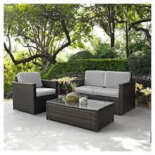 Palm Harbor 3pc All Weather Wicker Patio Seating Set Gray Crosley Outdoor Wicker Seating Outdoor Wicker Furniture Outdoor Patio Furniture Sets