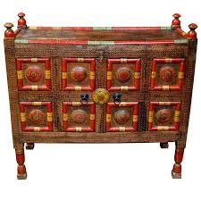 Early 20th Circa Pakistani Painted Dowry Chest 1stdibs Com Painting On Wood Painting Painted Furniture