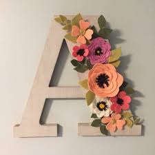 Felt Flower Letter Decorations Custom Initials A By Crowdedteepee On Etsy Felt Flower Letter Flower Letters Decorative Letters