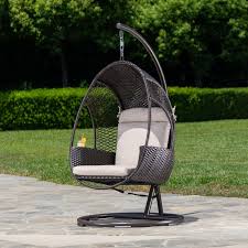Hampton Bay Brown Woven Egg Swing With Seat And Back Cushion The Home Depot Canada Hampton Bay Patio Furniture Cushions