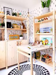 2 Ikea Ivar Units Work Their Magic On This Tiny Office Slash Playroom In 2021 Ikea Ivar Ikea Ikea Units